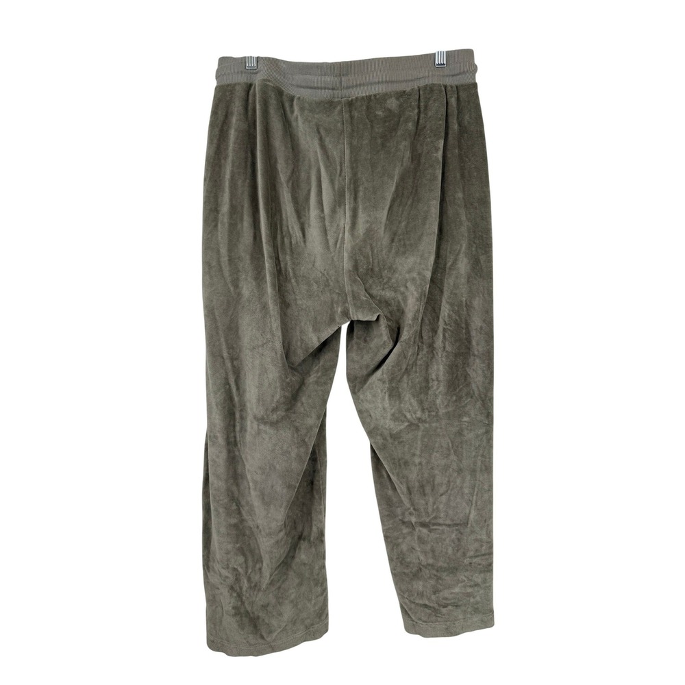 Pact Velour Wide Leg Pants Women L Olive Drawstring Loungewear Relaxed Fit - Picture 5 of 10